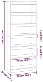 Βιβλιοθήκη/Διαχωρ. Χώρου Γκρι Sonoma 80x30x198 εκ. Μοριοσανίδα - Γκρι