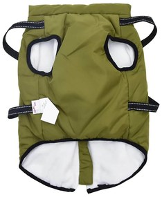 vidaXL Μπουφάν Σκύλου Στρατιωτικό Πράσινο 4XL Φλις και Πολυεστέρας