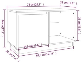 Έπιπλο Τηλεόρασης Λευκό 74 x 35 x 44 εκ. από Μασίφ Ξύλο Πεύκου - Λευκό