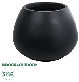 GloboStar® Artificial Garden COLOMBO 20695 Διακοσμητικό Πολυεστερικό Τσιμεντένιο Κασπώ Γλάστρα - Flower Pot Μαύρο Φ60 x Υ45cm