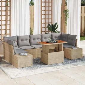 vidaXL Σέτ φαγητού για κήπο 8 pcs Μπεζ, Γκρι 100 x 55 x 73 εκ