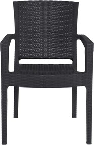 LORA-Pro Πολυθρόνα Στοιβαζόμενη, PP (Rattan Look) Απόχρωση Ανθρακί   1τμχ