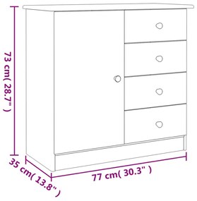 Ντουλάπι ALTA Λευκό 77 x 35 x 73 εκ. από Μασίφ Ξύλο Πεύκου - Λευκό