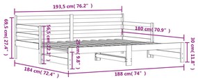 Καναπές Κρεβάτι Συρόμενος Μαύρος 90 x 190 εκ. Μασίφ Ξύλο Πεύκου - Μαύρο