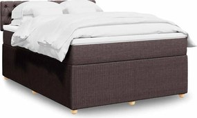 vidaXL Κρεβάτι Boxspring με Στρώμα Σκούρο Καφέ 140x200 εκ Υφασμάτινο