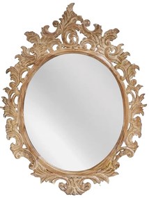 Artekko Mirroki Ξύλινος Oval Καφέ Πατίνα Σκαλιστός Καθρέπτης Τοίχου (110x85)cm