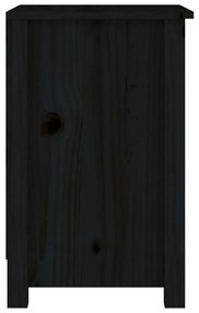 Κομοδίνο Μαύρο 40x35x55 εκ. από Μασίφ Ξύλο Πεύκου - Μαύρο