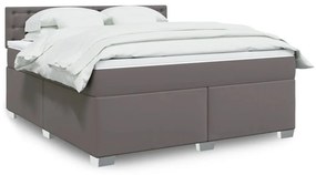 Κρεβάτι Boxspring με Στρώμα Γκρι 180x200 εκ. Συνθετικό Δέρμα - Γκρι