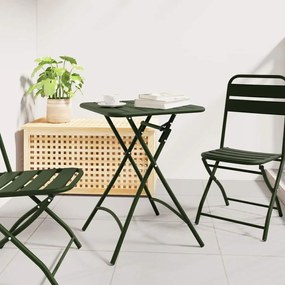 vidaXL Τραπέζι Κήπου Σκούρο πράσινο 55 x 55 x 73 εκ Ατσάλι με Πούδρα