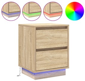 vidaXL Κομοδίνα με LED Φωτάκια 2 τεμ Σομόνα Δρυς 39x34.5x50 εκ.