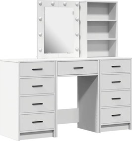 vidaXL Τραπέζι περιποίησης με συρτάρι 3 pcs Λευκό Επεξεργασμένο ξύλο