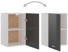 vidaXL Ντουλάπι Κρεμαστό Γυαλιστερό Γκρι 39,5x31x60 εκ. Μοριοσανίδα