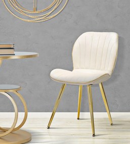 Καρέκλα 2τμχ Μπεζ/Χρυσό PARIS SPACE Μπεζ και Χρυσό 58x46x77