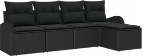 vidaXL Σετ Καναπέ Κήπου 5 pcs Μαύρο συνθετικό ρατάν