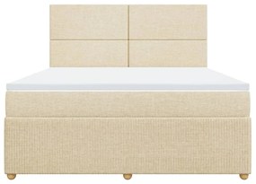 Κρεβάτι Boxspring με Στρώμα Κρεμ 180x200 εκ. Υφασμάτινο - Κρεμ