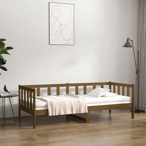 vidaXL Καναπές Κρεβάτι Καφέ Μελί 90 x 190 εκ. από Μασίφ Ξύλο Πεύκου