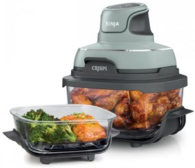 Φριτέζα ζεστού αέρα 4σε1 Ninja CRISPi FN101EUSG, 1700W, 3.8l, 6 μερίδες, 2 γυάλινα δοχεία, 4 προγράμματα, χωρίς PFAS και BPA, Πράσινο