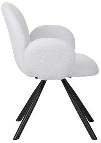 Καρέκλα - Πολυθρόνα Garzele Inart λευκό μπουκλέ ύφασμα-πόδι μαύρο μέταλλο 68x66x82.5εκ 68x66x82.5 εκ.
