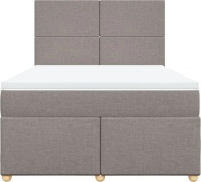 vidaXL Κρεβάτι Boxspring με Στρώμα Taupe 140x190 εκ. Υφασμάτινο