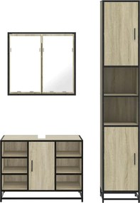 vidaXL Σετ Επίπλων Μπάνιου 3 Τεμαχίων Sonoma Δρυς Επεξεργασμένο Ξύλο