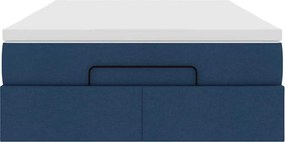 vidaXL Οθωμανικό κρεβάτι με στρώμα μπλε 120x190 cm ύφασμα