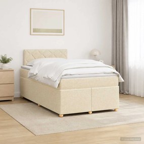 vidaXL Κρεβάτι box spring με στρώμα Κρεμ 120 x 190 cm Ύφασμα