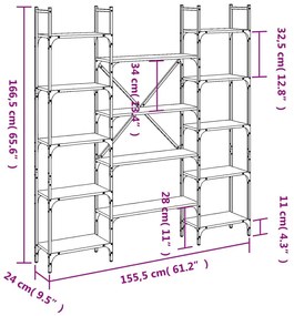 Βιβλιοθήκη Γκρι Sonoma 155,5x24x166,5 εκ. Επεξεργασμένο Ξύλο - Γκρι