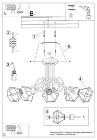 Sollux Κρεμαστό φωτιστικό Artemis 5,μαύρο,5xE14/40W,μαύρο