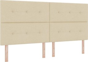 vidaXL Κρεβάτι με ελατήρια με στρώμα Κρεμ 200 x 200 cm ύφασμα