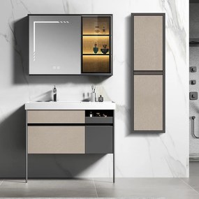 Σετ Επίπλου Mπάνιου ELITE 100 Plywood Smoke Grey 100x50x170 εκ.