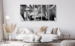 Εικόνα λουλουδιού κρίνος 5 μερών σε μαύρο & άσπρο - 200x100