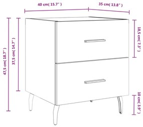 Κομοδίνα 2 τεμ. Καπνιστή Δρυς 40 x 35 x 47,5 εκ. Επεξεργ. Ξύλο - Καφέ