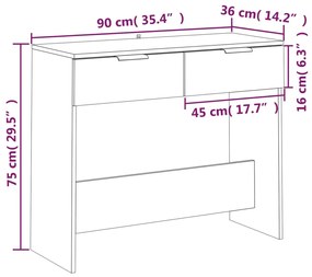 Τραπέζι Κονσόλα Μαύρο 90 x 36 x 75 εκ. Επεξεργασμένο Ξύλο - Μαύρο