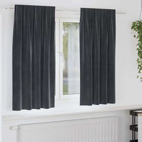 vidaXL Κουρτίνες με κουρτίνες 2 pcs Σκούρο γκρι 140 x 175 cm Βελούδο