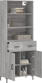 vidaXL Ντουλάπι Γκρι Sonoma 69,5 x 34 x 180 εκ. Επεξεργασμένο Ξύλο