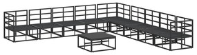 vidaXL Σετ Καναπέ Κήπου 10 pcs Μαύρο 70 x 70 x 32 εκ Αλουμίνιο