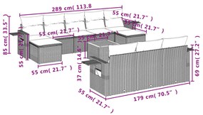 vidaXL Σαλόνι Κήπου Σετ 11 Τεμαχίων Μαύρο Συνθετικό Ρατάν με Μαξιλάρια