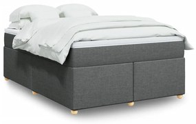 vidaXL Κρεβάτι Boxspring με Στρώμα Σκούρο Γκρι 160x200 εκ Υφασμάτινο