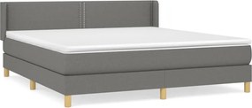vidaXL Κρεβάτι Boxspring με Στρώμα Σκούρο Γκρι 180x200 εκ Υφασμάτιν