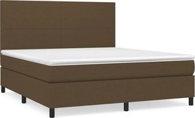 vidaXL Κρεβάτι Boxspring με Στρώμα Σκούρο Καφέ 160x200 εκ Υφασμάτινο