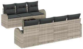 vidaXL Σετ Καναπέ Κήπου με μαξιλάρι 8 pcs Ανοιχτό Γκρι, Σκούρο Γκρι