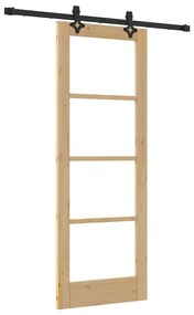 vidaXL Συρόμενη Πόρτα Καφέ 73.5 x 198.5 εκ. Ξύλο και μέταλλο