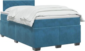 vidaXL Κρεβάτι box spring με στρώμα Μπλε 120 x 190 cm Βελούδο