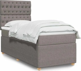 vidaXL Κρεβάτι Boxspring με Στρώμα Taupe 90x190 εκ.Υφασμάτινο