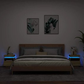 vidaXL Κομοδίνα με Φώτα LED 2 τεμ. Sonoma Δρυς 40x39x48,5 εκ.