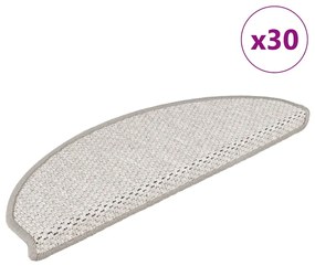 vidaXL Πατάκια Σκάλας Αυτοκόλ. 30 τεμ. Όψη Σιζάλ Πλατίνα 65x21x4 εκ.