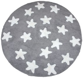 Παιδικό Χαλί PICCOLO STARS SILVER &#8211; 130×130 cm 130cm-Στρογγυλό Silver