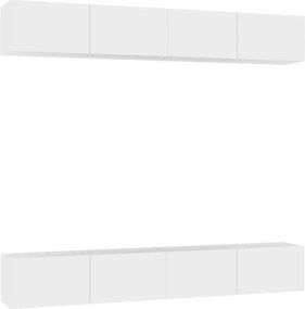 vidaXL Έπιπλα Τηλεόρασης 4 τεμ. Λευκά 100 x 30 x 30 εκ. Επεξ. Ξύλο