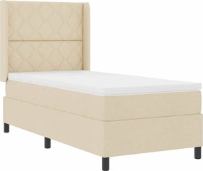 vidaXL LED Κρεβάτι με βάθρο με κεφαλάρι Κρεμ 90 x 200 cm ύφασμα