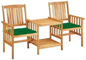 Καρέκλες Κήπου από Μασίφ Ξύλο Ακακίας με Τραπέζι και Μαξιλάρια